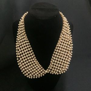 Pearl gold collar statement necklace. 5inches wide, 9 inches long. Lobster clasp